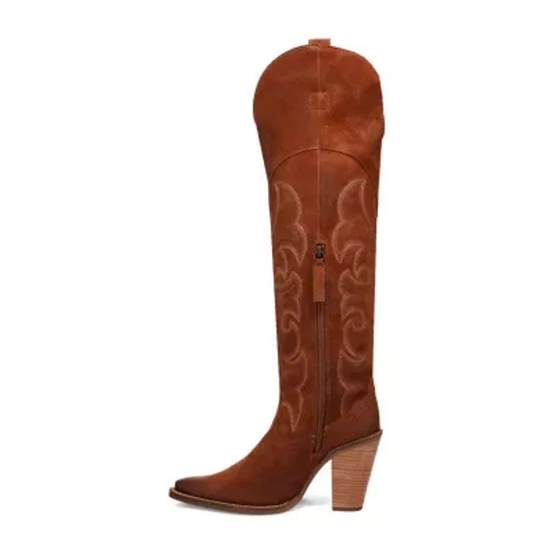 Dingo Womens Primadonna Suede Stacked Heel Cowboy Boots