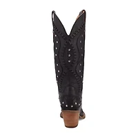 Dingo Womens Pretty 'N  Pink Leather Stacked Heel Cowboy Boots