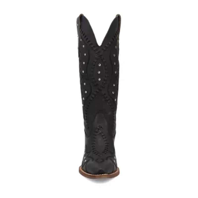Dingo Womens Pretty 'N  Pink Leather Stacked Heel Cowboy Boots