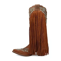 Dingo Womens Tequila Sunrise Suede Stacked Heel Cowboy Boots