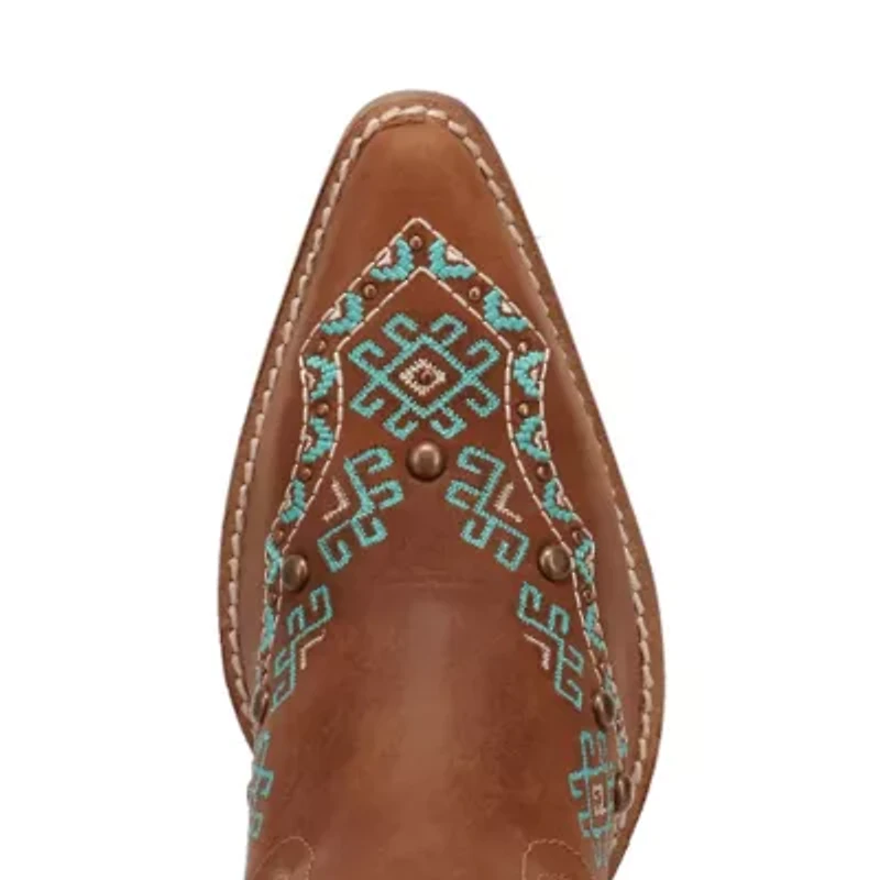 Dingo Womens Tequila Sunrise Suede Stacked Heel Cowboy Boots