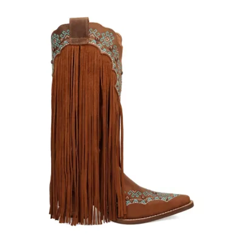 Dingo Womens Tequila Sunrise Suede Stacked Heel Cowboy Boots