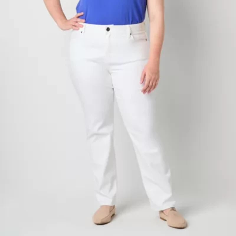 St. John's Bay Womens Mid Rise Stretch Fabric Straight Leg Jean