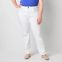 St. John's Bay Womens Mid Rise Stretch Fabric Straight Leg Jean