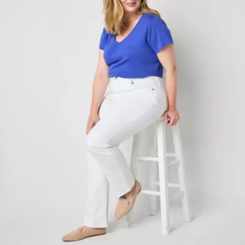 St. John's Bay Womens Mid Rise Stretch Fabric Straight Leg Jean