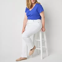 St. John's Bay Womens Mid Rise Stretch Fabric Straight Leg Jean