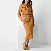 Worthington Womens Midi Pencil Skirt