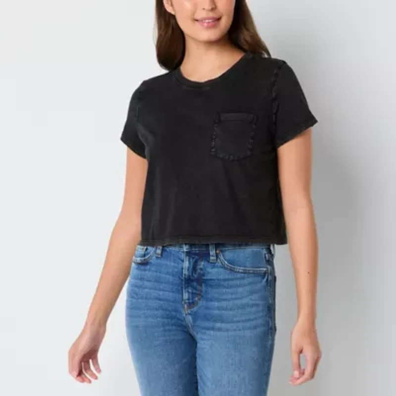 a.n.a Womens Crew Neck Short Sleeve Pocket T-Shirt