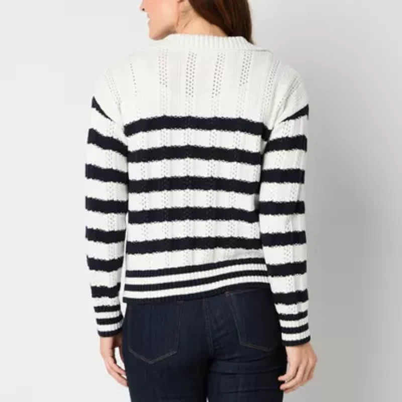 St. John's Bay Womens V Neck Long Sleeve Pullover Sweater