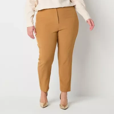 Worthington Plus Womens Mid Rise Slim Fit Ankle Pant