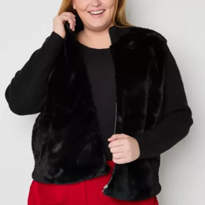 Liz Claiborne Womens Plus Midweight Bomber Jacket