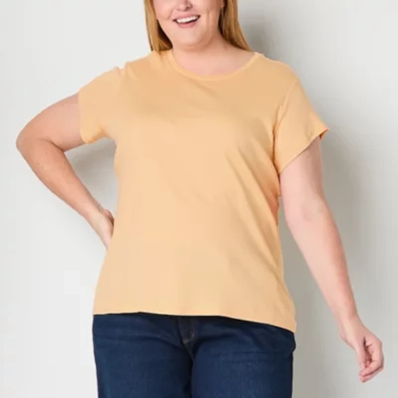 Liz Claiborne Womens Crew Neck Short Sleeve Plus T-Shirt