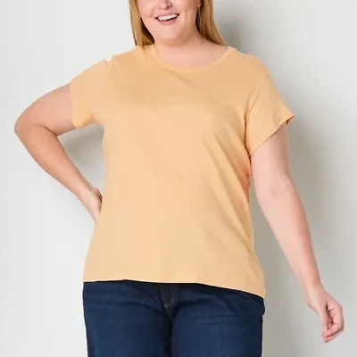 Liz Claiborne Womens Crew Neck Short Sleeve Plus T-Shirt