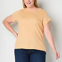 Liz Claiborne Womens Crew Neck Short Sleeve Plus T-Shirt