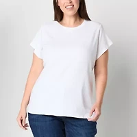 Liz Claiborne Womens Plus Crew Neck Short Sleeve T-Shirt