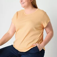 Liz Claiborne Womens Crew Neck Short Sleeve Plus T-Shirt