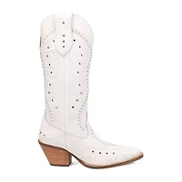 Dingo Womens Pretty 'N  Pink Leather Stacked Heel Cowboy Boots