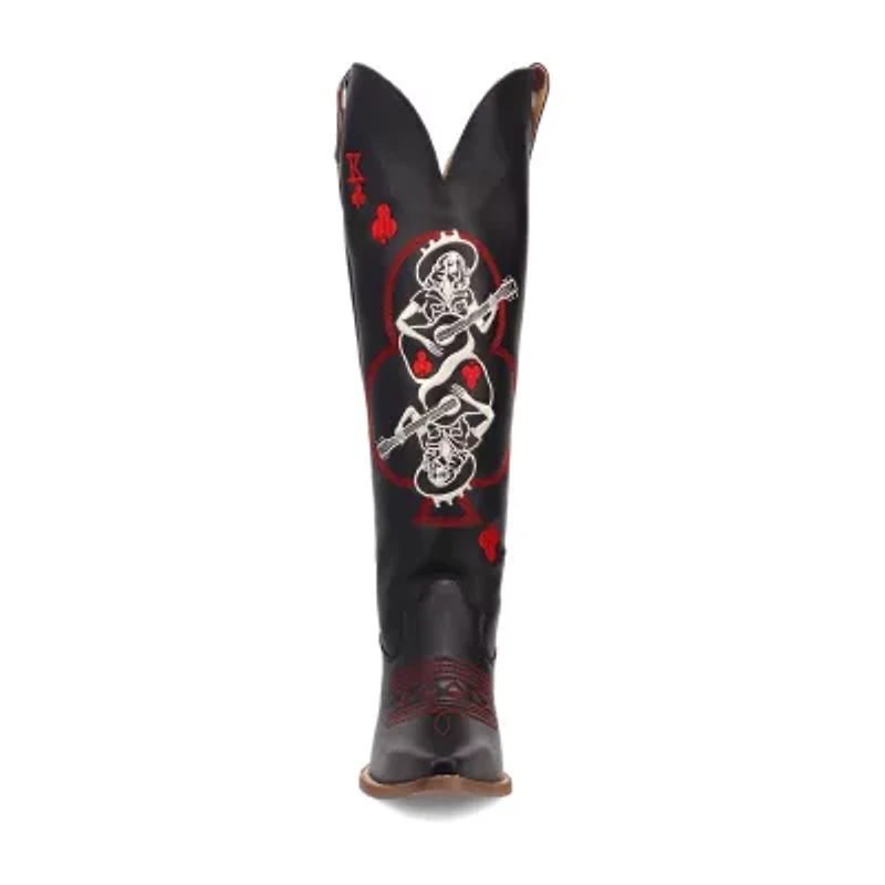 Dingo Womens King Of Clubs Stacked Heel Cowboy Boots