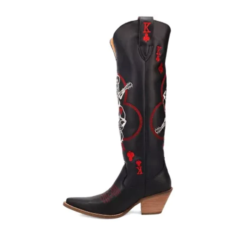 Dingo Womens King Of Clubs Stacked Heel Cowboy Boots