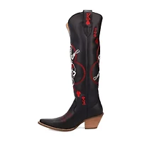 Dingo Womens King Of Clubs Stacked Heel Cowboy Boots