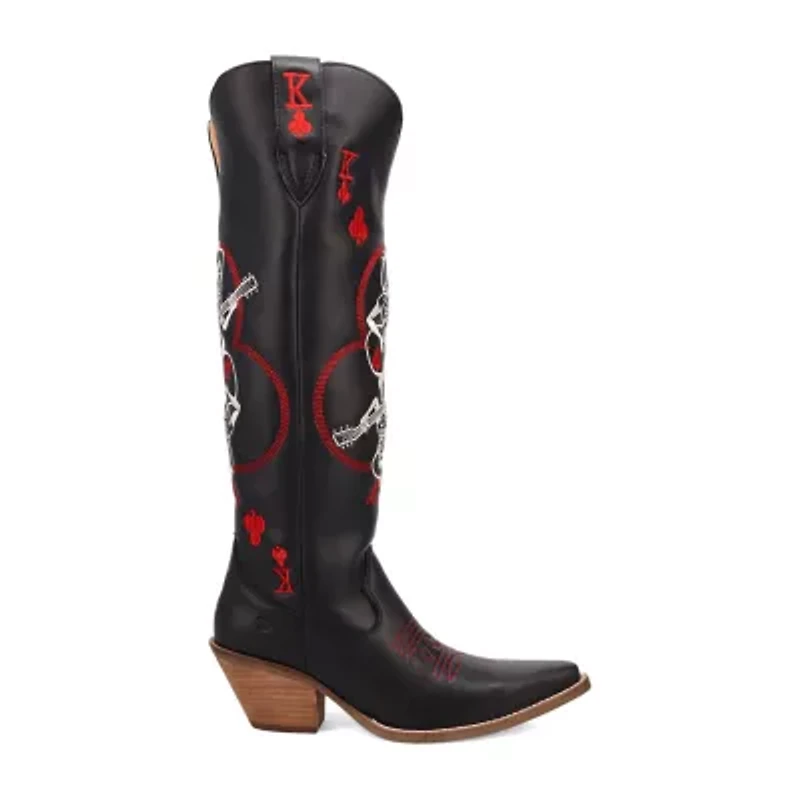 Dingo Womens King Of Clubs Stacked Heel Cowboy Boots