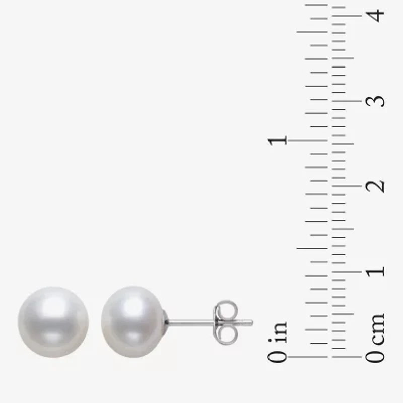 White Cultured Freshwater Pearl Sterling Silver Stud Earrings