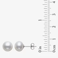 White Cultured Freshwater Pearl Sterling Silver Stud Earrings