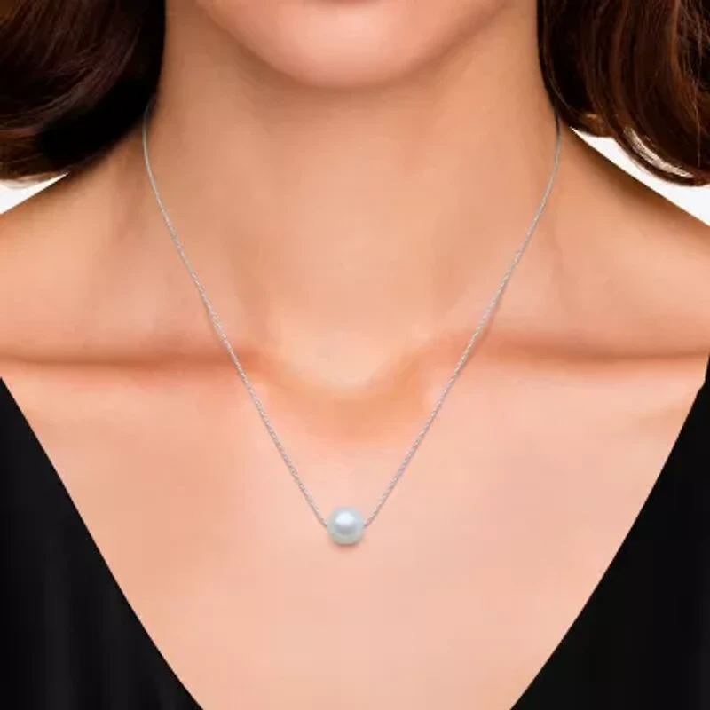 Womens White Cultured Freshwater Pearl Sterling Silver 18 Inch Pendant Necklace