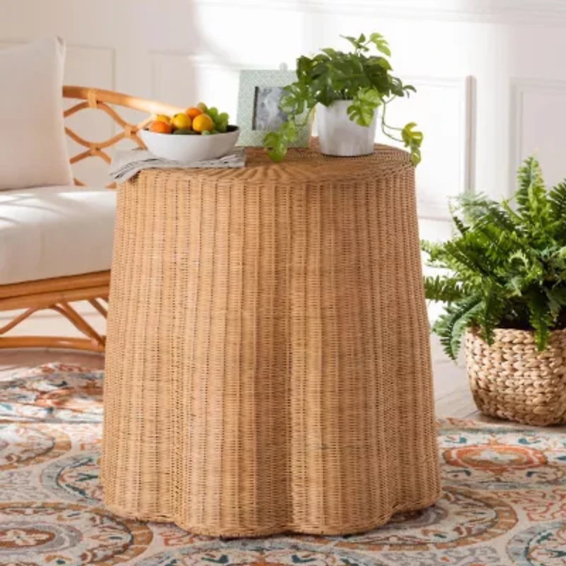 Palm Rattan End Table