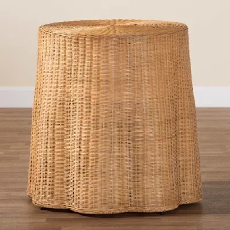 Palm Rattan End Table