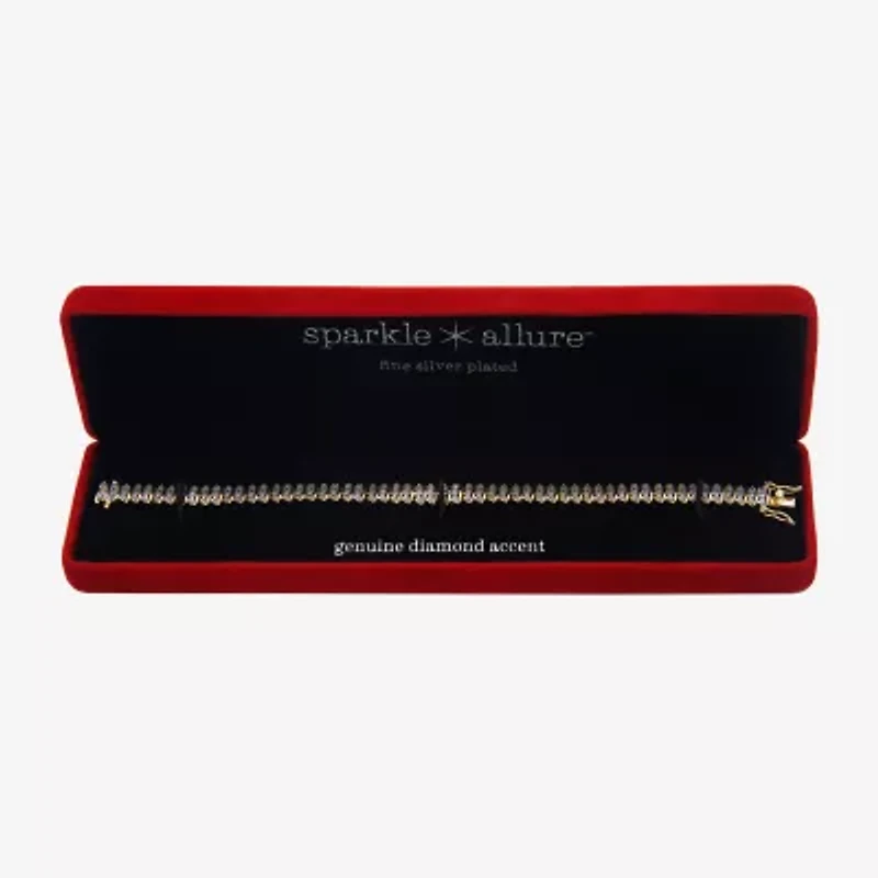 Sparkle Allure Womens Natural White Diamond Accent 7.25 Inch Tennis Bracelet
