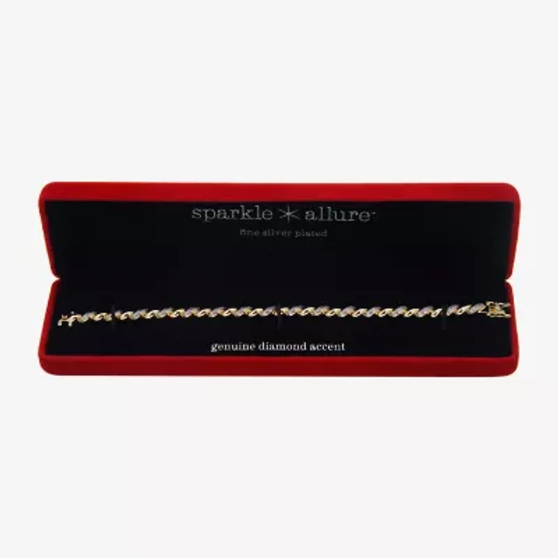 Sparkle Allure Womens Natural White Diamond Accent 7.25 Inch Tennis Bracelet