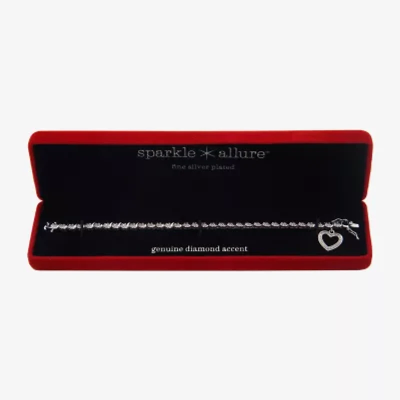 Sparkle Allure Womens Natural Diamond Accent Pure Silver Over Bronze Heart Inch Tennis Bracelet