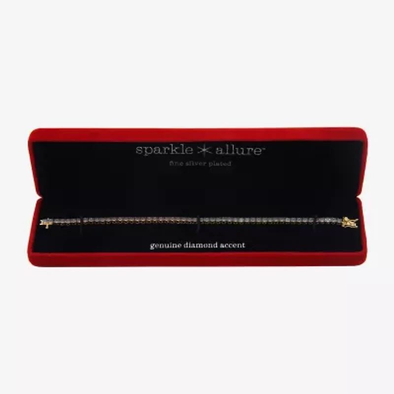 Sparkle Allure Womens Natural White Diamond Accent 7.25 Inch Tennis Bracelet