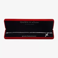 Sparkle Allure Womens Natural Diamond Accent Pure Silver Over Bronze Cross 7.25 Inch Tennis Bracelet