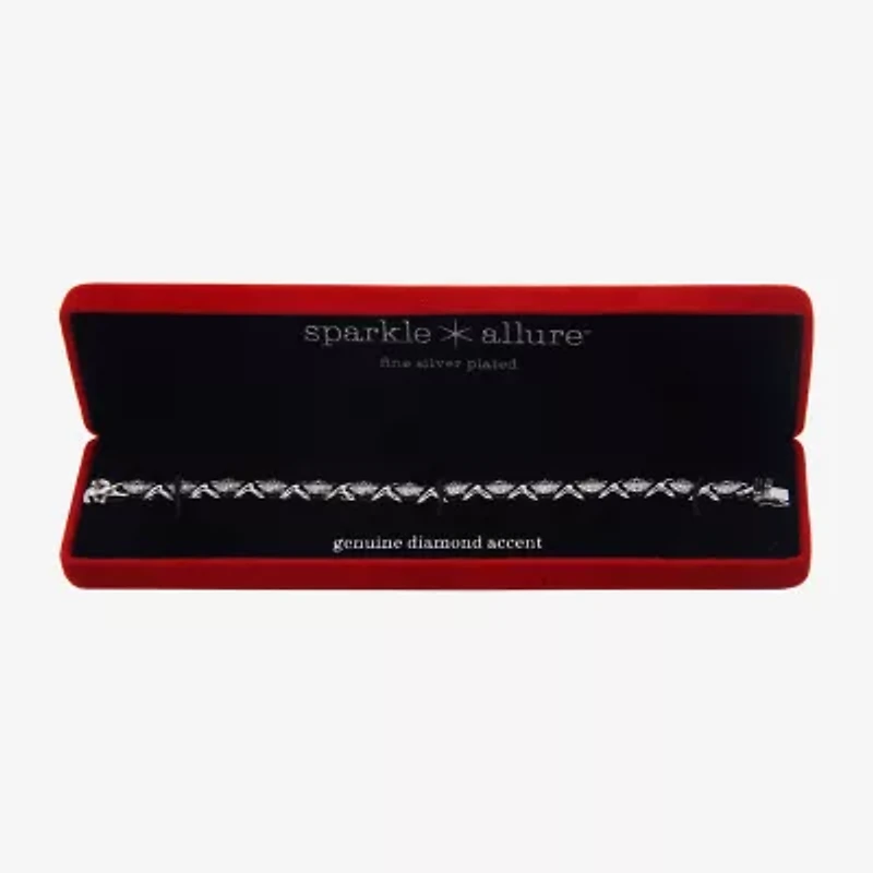 Sparkle Allure Womens Natural Diamond Accent Pure Silver Over Bronze Inch Tennis Bracelet