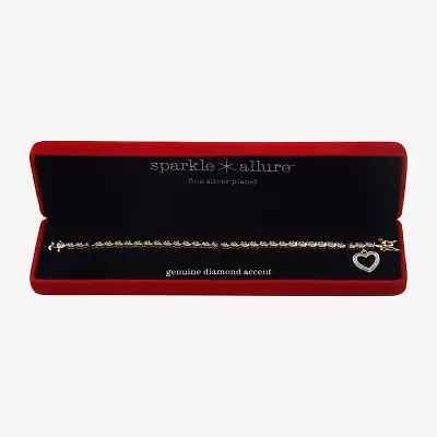 Sparkle Allure Womens Natural White Diamond Accent Heart 7.25 Inch Tennis Bracelet
