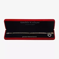 Sparkle Allure Womens Natural White Diamond Accent Heart 7.25 Inch Tennis Bracelet