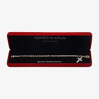 Sparkle Allure Womens Natural White Diamond Accent Cross 7.25 Inch Tennis Bracelet