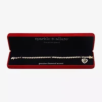 Sparkle Allure Mom Womens Natural White Diamond Accent Heart 7.25 Inch Tennis Bracelet