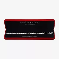 Sparkle Allure Womens Natural White Diamond Accent Pure Silver Over Bronze Heart 7.5 Inch Tennis Bracelet