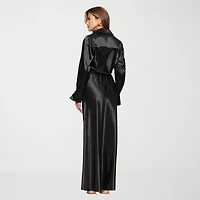 DJ Jaz Satin Womens Long Sleeve Evening Gown