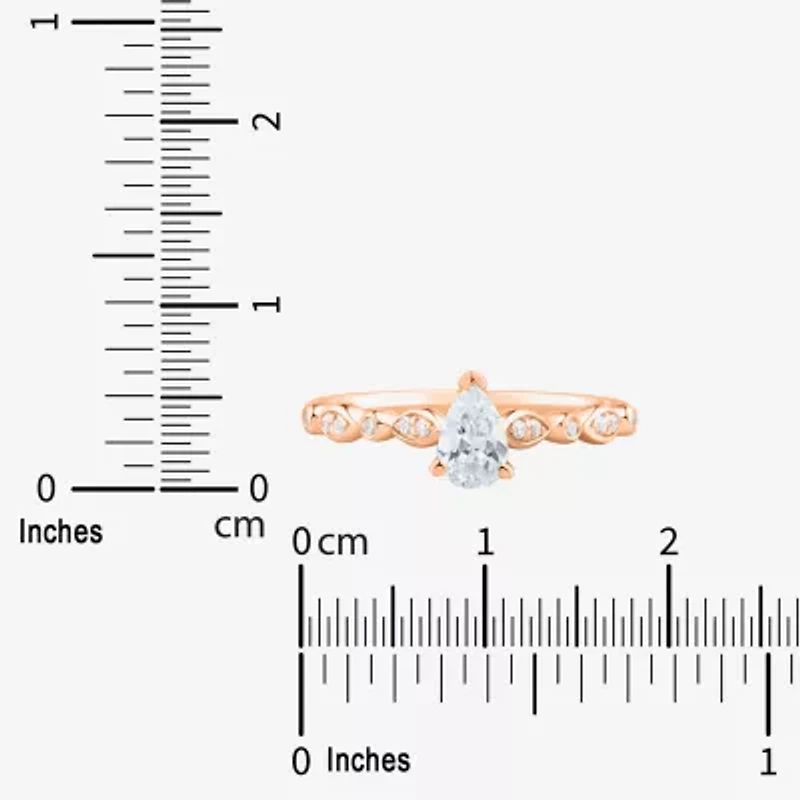 Limited Quantities! Womens 1/2 CT. T.W. Natural White Diamond 14K Rose Gold Pear Side Stone Engagement Ring