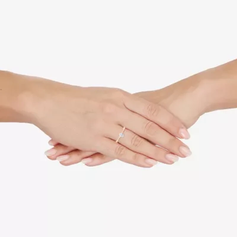 Limited Quantities! Womens 1/2 CT. T.W. Natural White Diamond 14K Rose Gold Pear Side Stone Engagement Ring