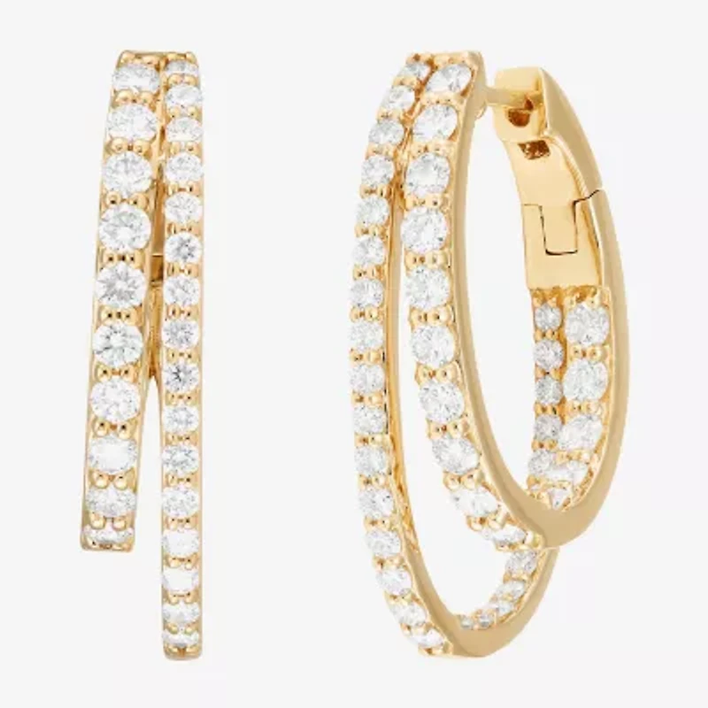 Limited Quantities! Womens 2 CT. T.W. Natural White Diamond 14K Gold 26.2mm Hoop Earrings