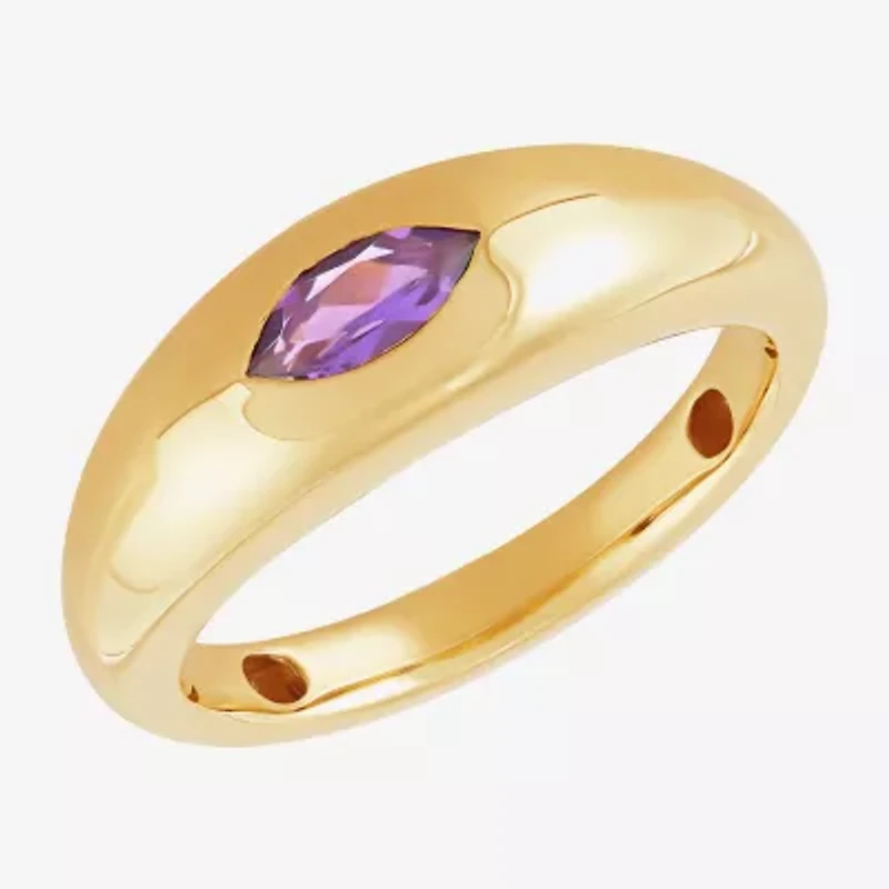 Limited Quantities! Womens 6.5MM Genuine Purple Amethyst 14K Gold Marquise Band