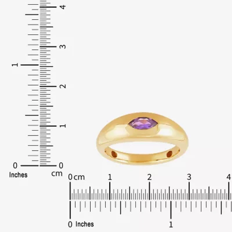 Limited Quantities! Womens 6.5MM Genuine Purple Amethyst 14K Gold Marquise Band