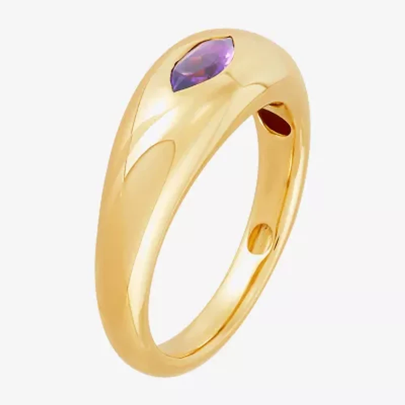 Limited Quantities! Womens 6.5MM Genuine Purple Amethyst 14K Gold Marquise Band