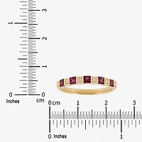 Limited Quantities! Womens 2.5MM Diamond Accent Genuine Red Rhodolite 14K Gold Band