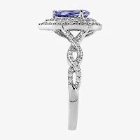 Limited Quantities! Womens Genuine Blue Tanzanite 14K White Gold Pear Side Stone Halo Bridal Set